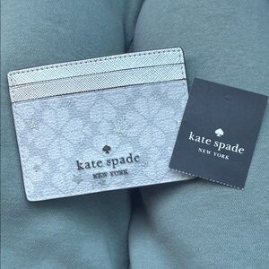 NWT Kate Spade Silver Floral Card Holder